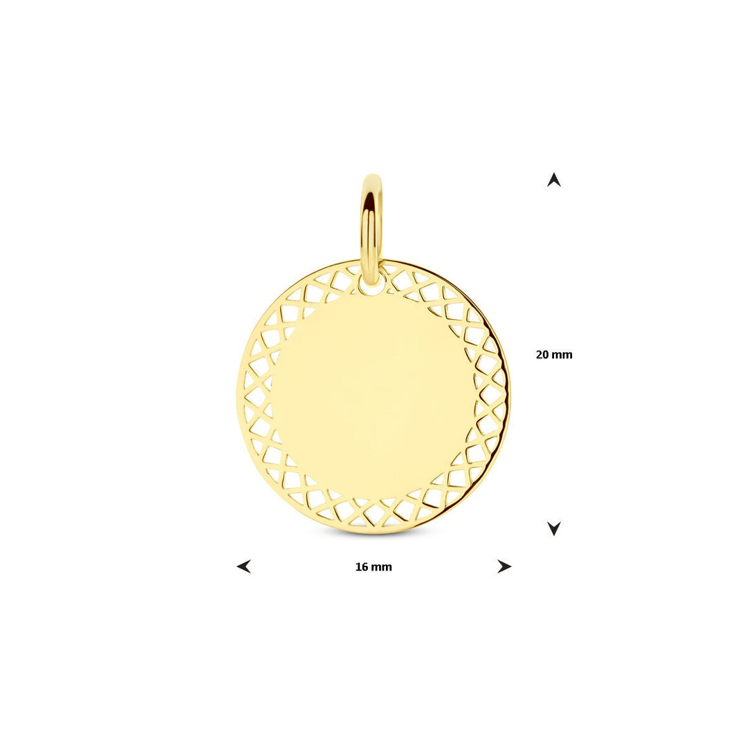 14k geelgouden graveerhanger rond