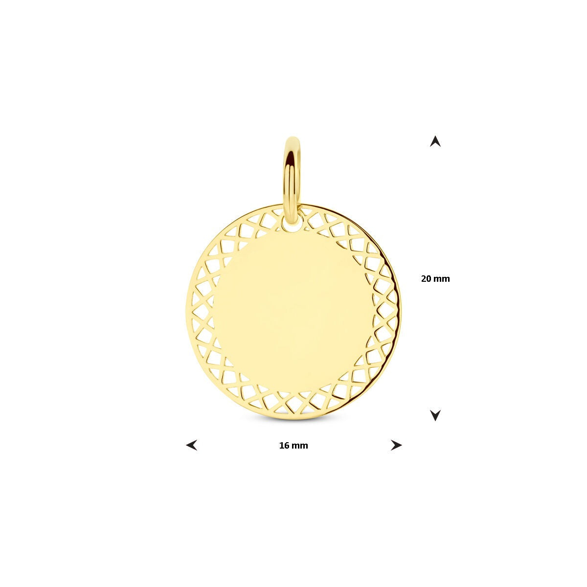 14k geelgouden graveerhanger rond