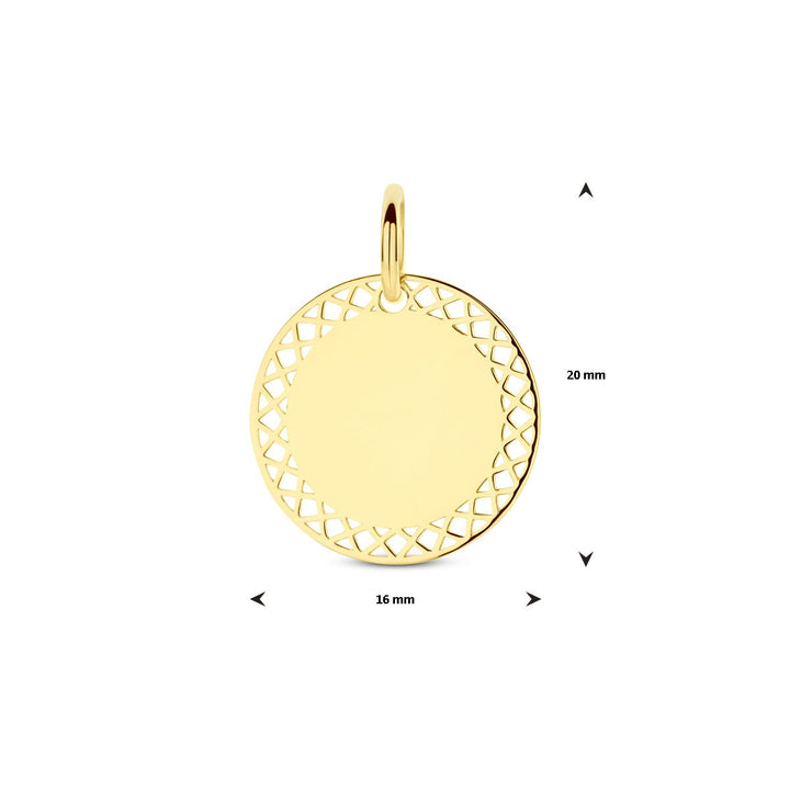 14k geelgouden graveerhanger rond