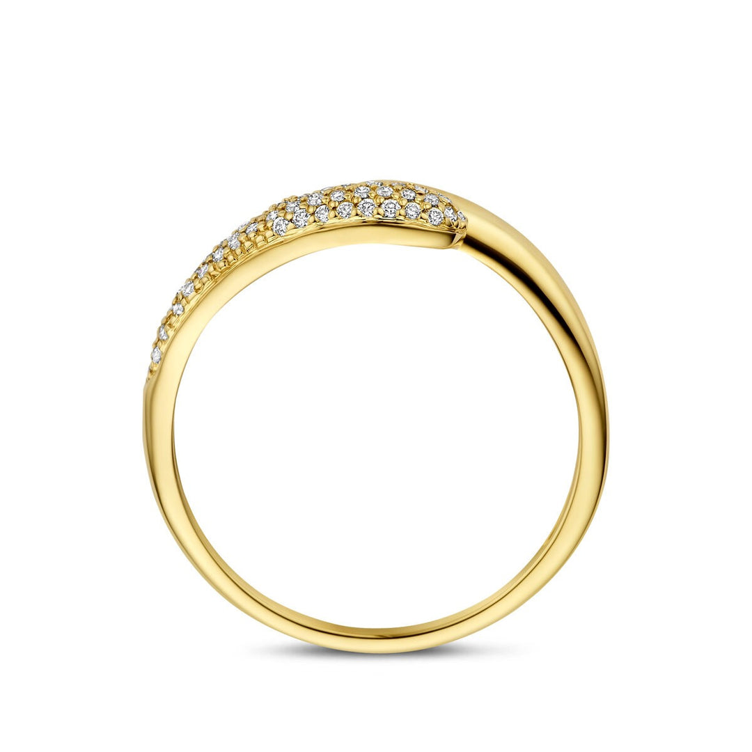 14k Geelgouden ring met diamant 0.15ct