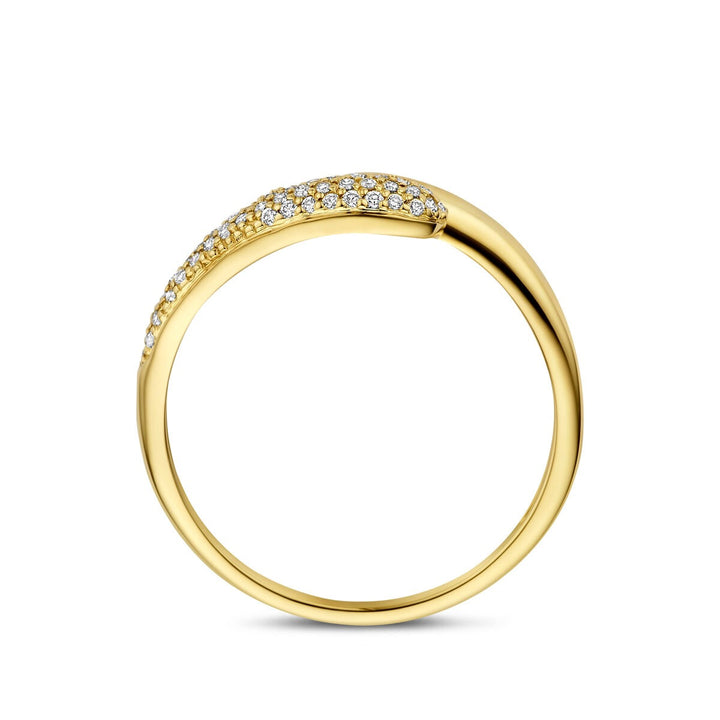 14k Geelgouden ring met diamant 0.15ct