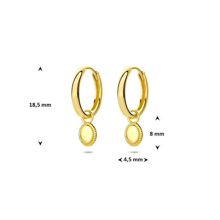 14k Geelgouden klapoorringen met hanger – tijdloze elegantie in beweging