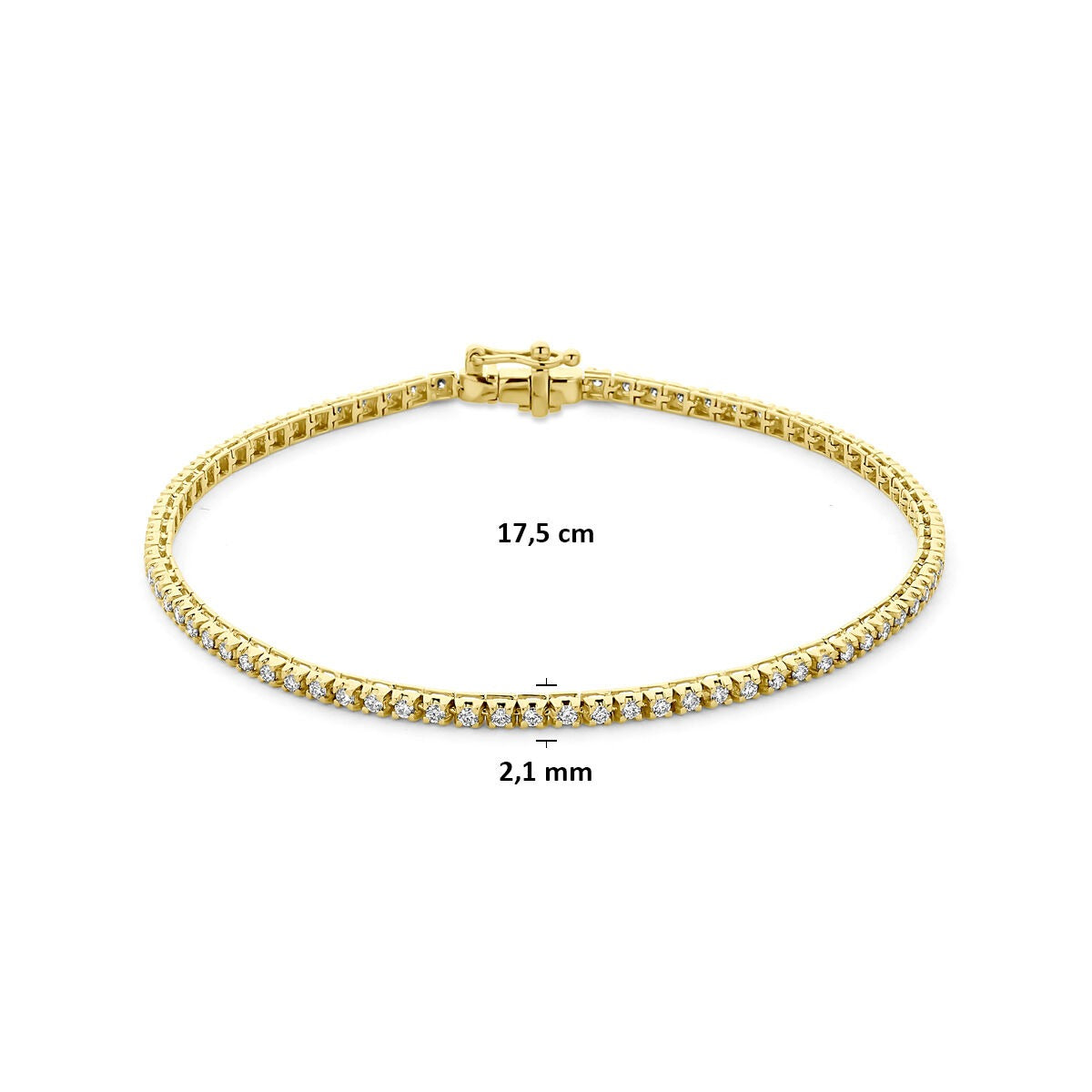Verguld 925 zilveren tennis armband met lab grown diamant