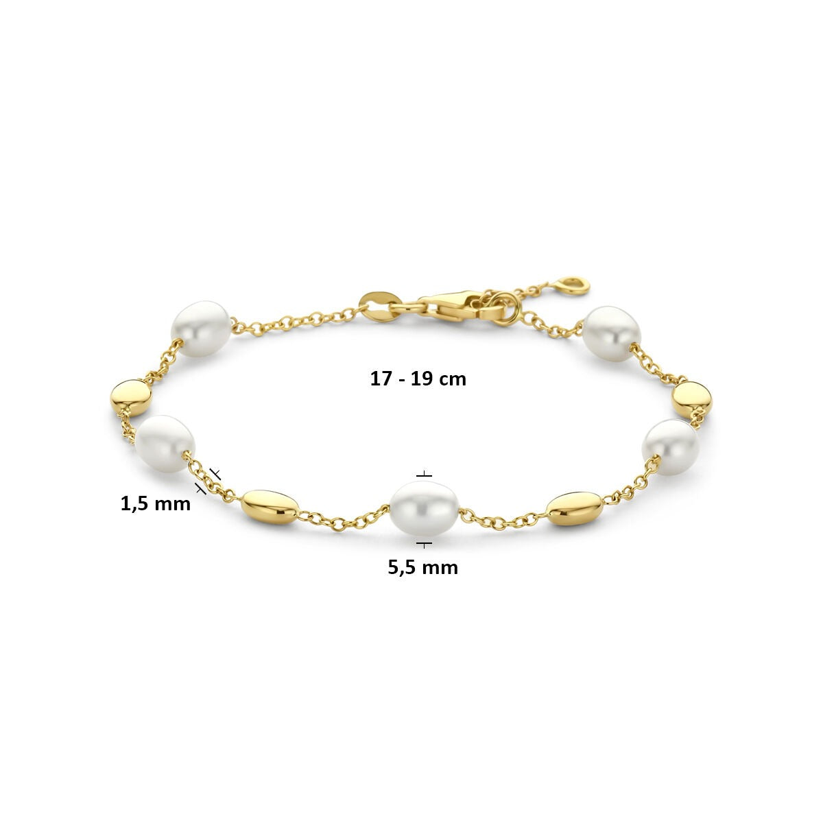 14k geelgouden armband met parels