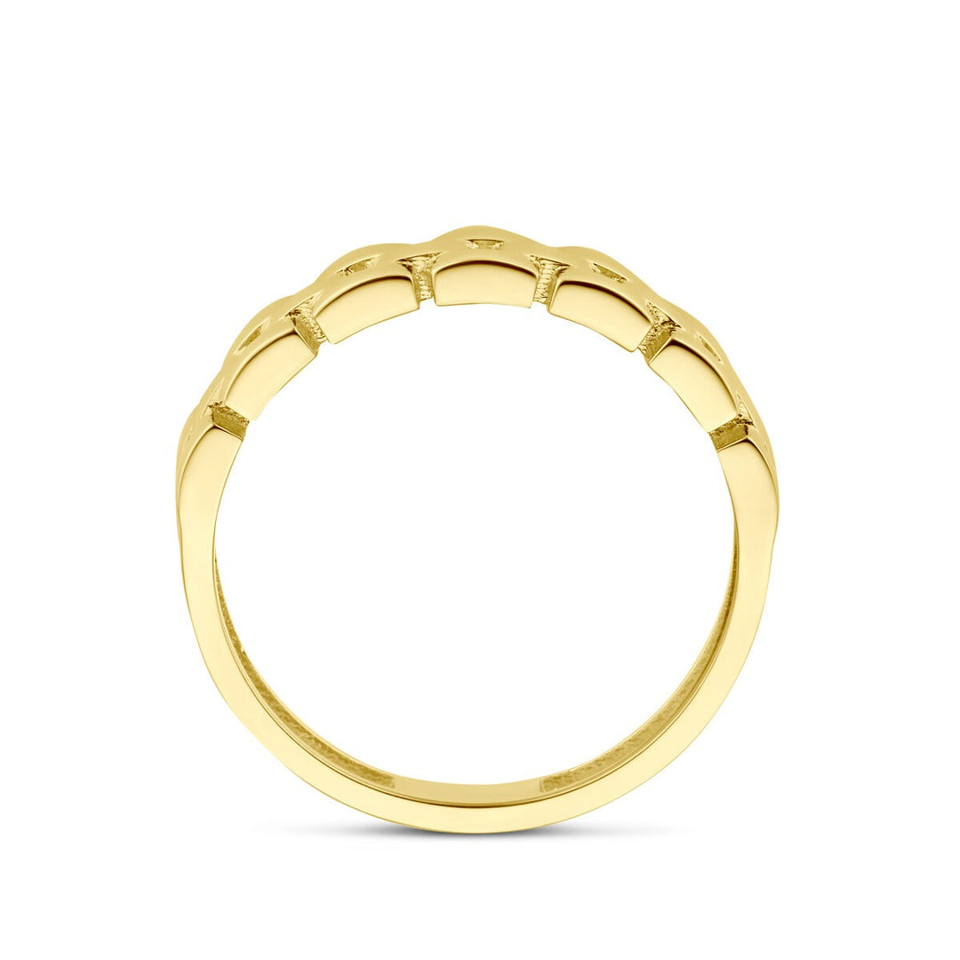 9k gouden damesring met schakelmotief – geelgoud 4,5 mm breed