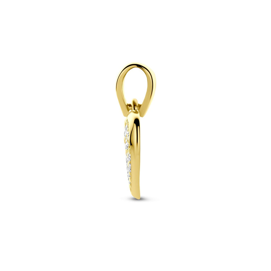 14k geelgouden hartvormige hanger met zirkonia – schitterende dameshanger vol liefde