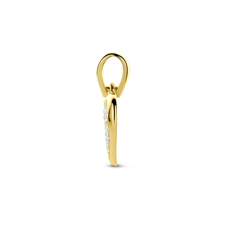 14k geelgouden hartvormige hanger met zirkonia – schitterende dameshanger vol liefde
