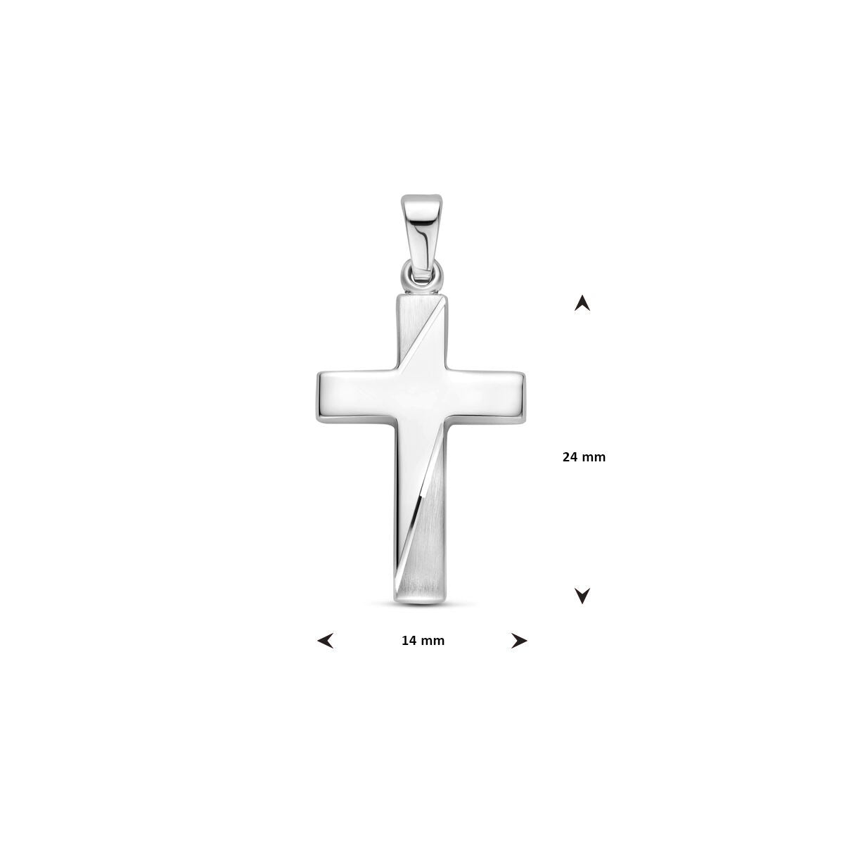 Zilveren kruis hanger – gerhodineerd 925 zilver met luxe drielaagse afwerking