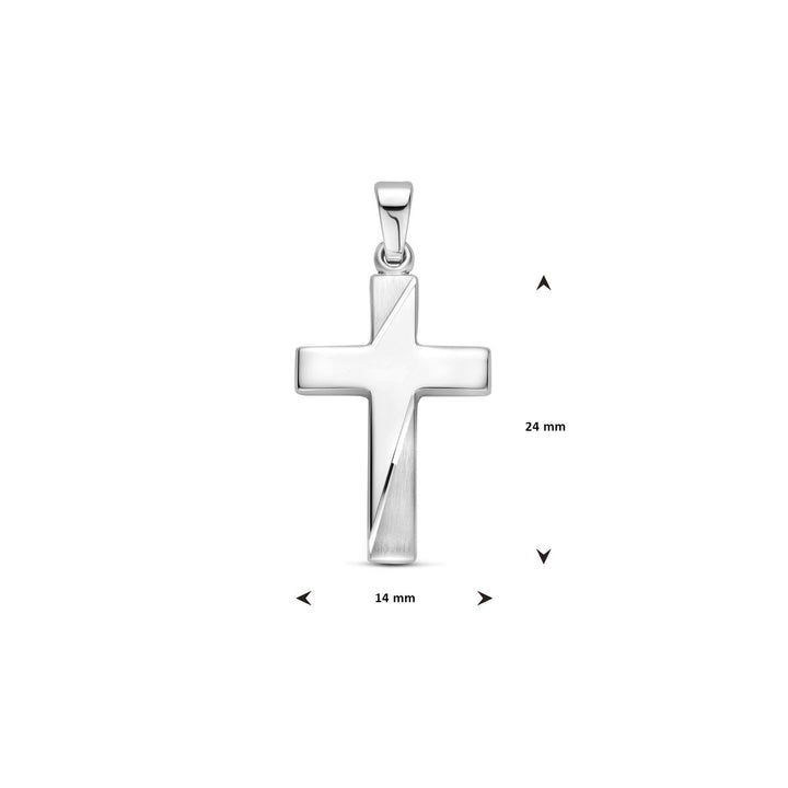 Zilveren kruis hanger – gerhodineerd 925 zilver met luxe drielaagse afwerking