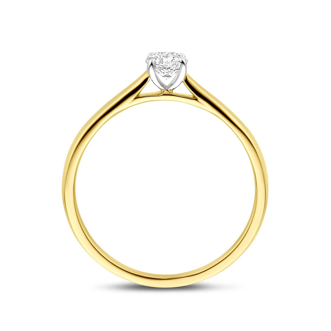 14k Bicolor geel- en witgouden ring met 0.25ct lab grown diamant