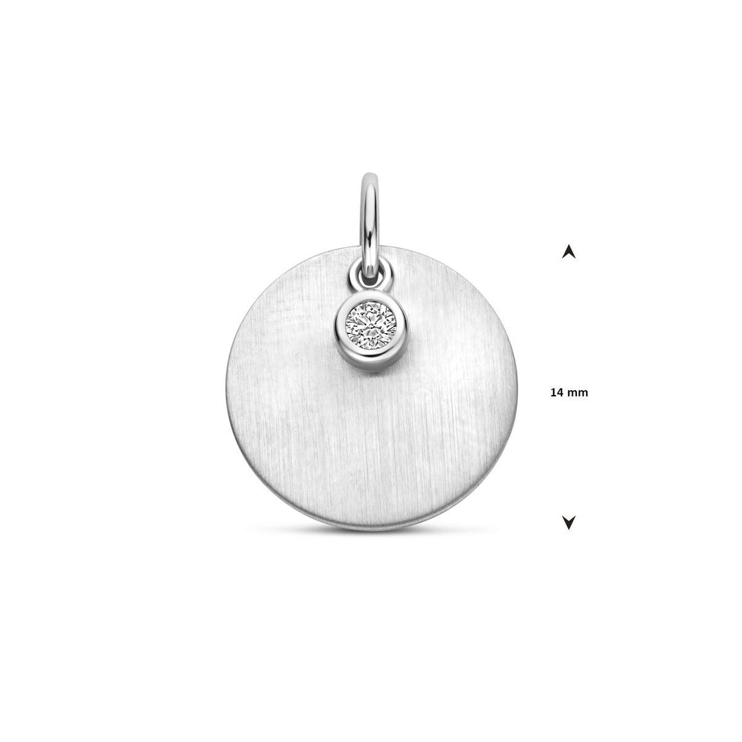 Zilveren graveerhanger met zirkonia – gerhodineerd 925 zilver