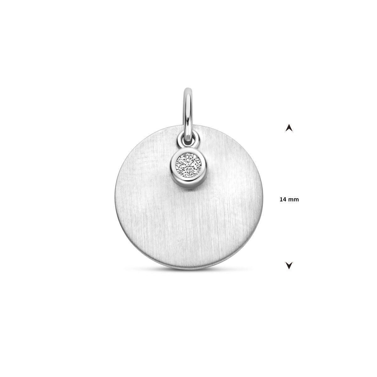 Zilveren graveerhanger met zirkonia – gerhodineerd 925 zilver