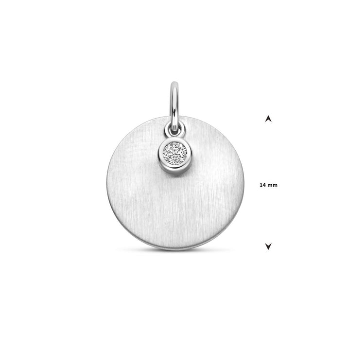 Zilveren graveerhanger met zirkonia – gerhodineerd 925 zilver