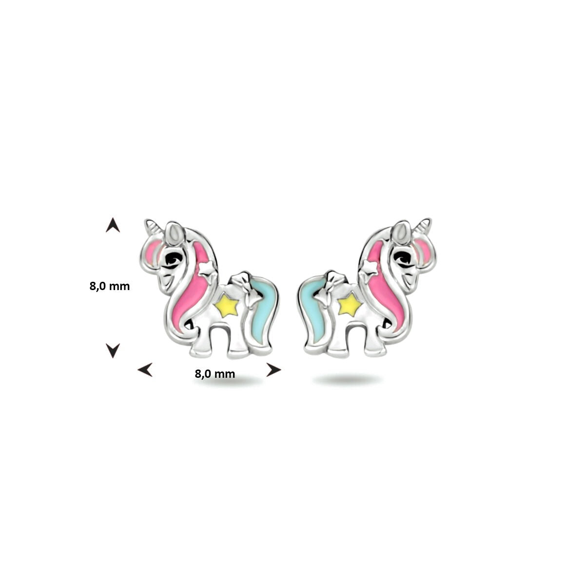 unicorn silver rhodium plated ear studs