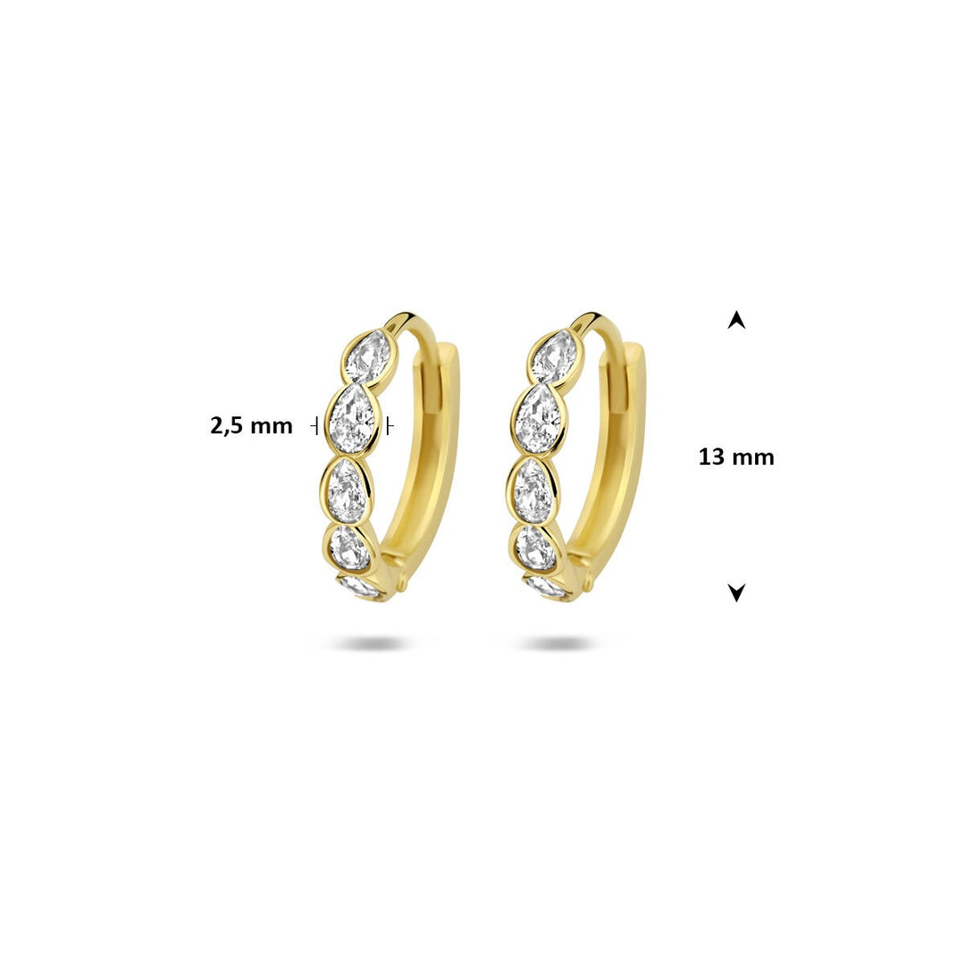 9k geelgouden klapoorringen met zirkonia – subtiele schittering in elegant design