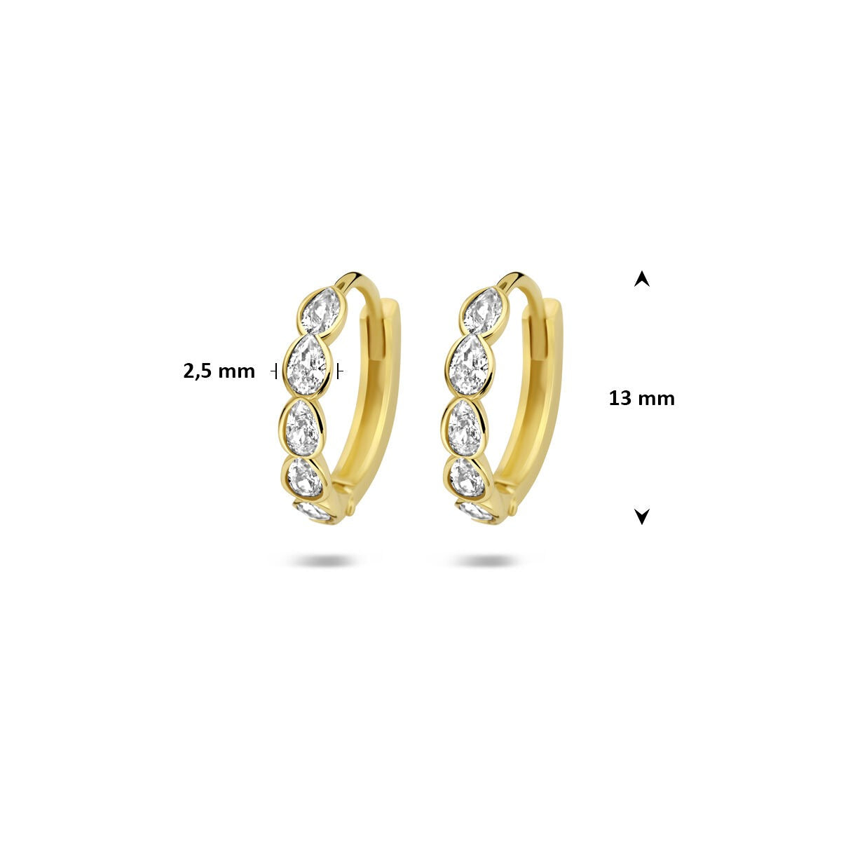 9k geelgouden klapoorringen met zirkonia – subtiele schittering in elegant design