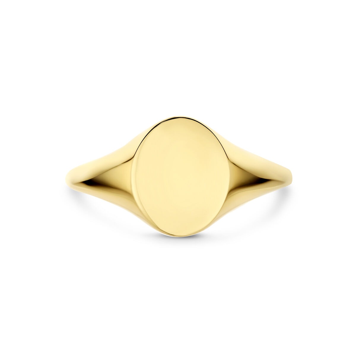 Graveer ring 9k geelgoud ovaal – Dames zegelring zonder steen