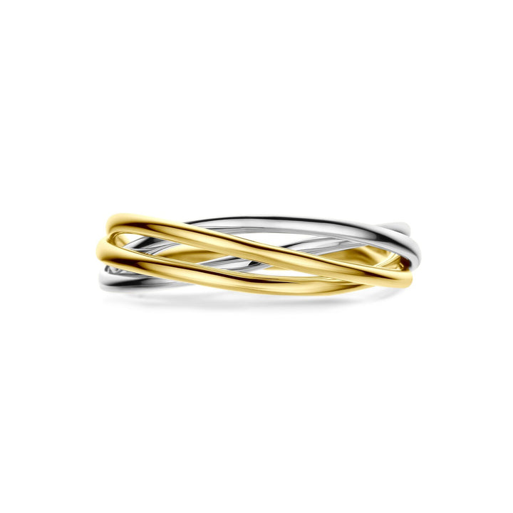 14k bicolor dames ring geel- en witgoud 5mm breed