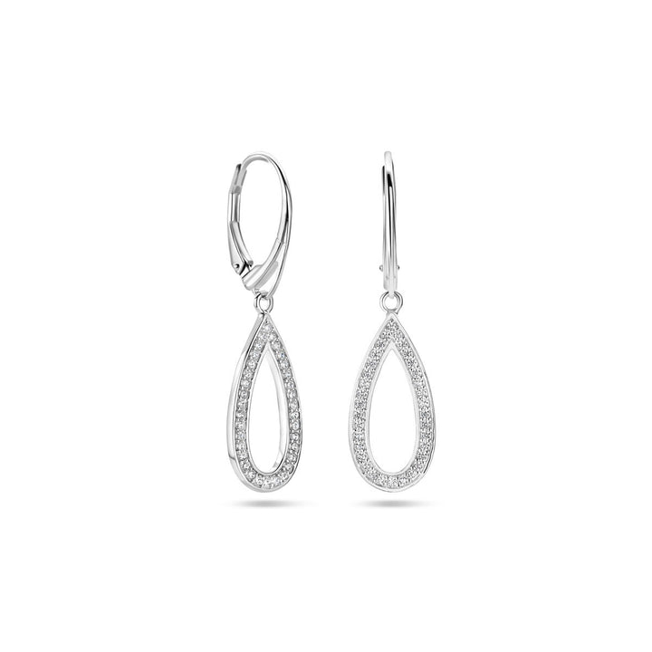 earrings zirconia brisur hook silver rhodium plated
