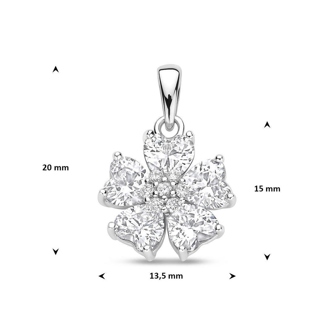 Gerhodineerd zilveren hanger met hartvormige zirkonia
