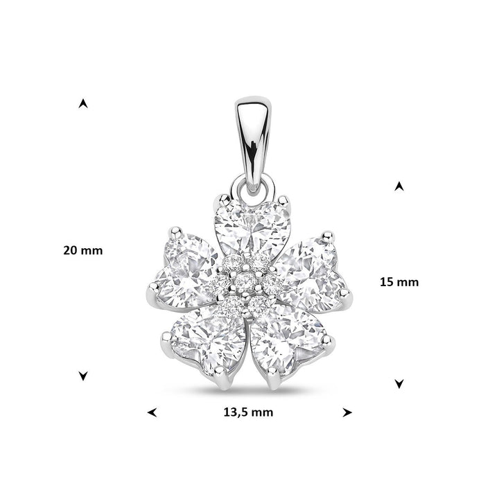 Gerhodineerd zilveren hanger met hartvormige zirkonia