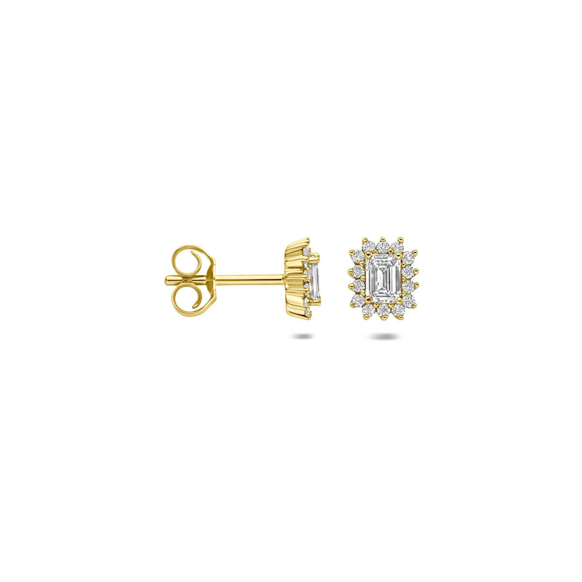 14k Geelgouden oorknoppen met lab grown diamant