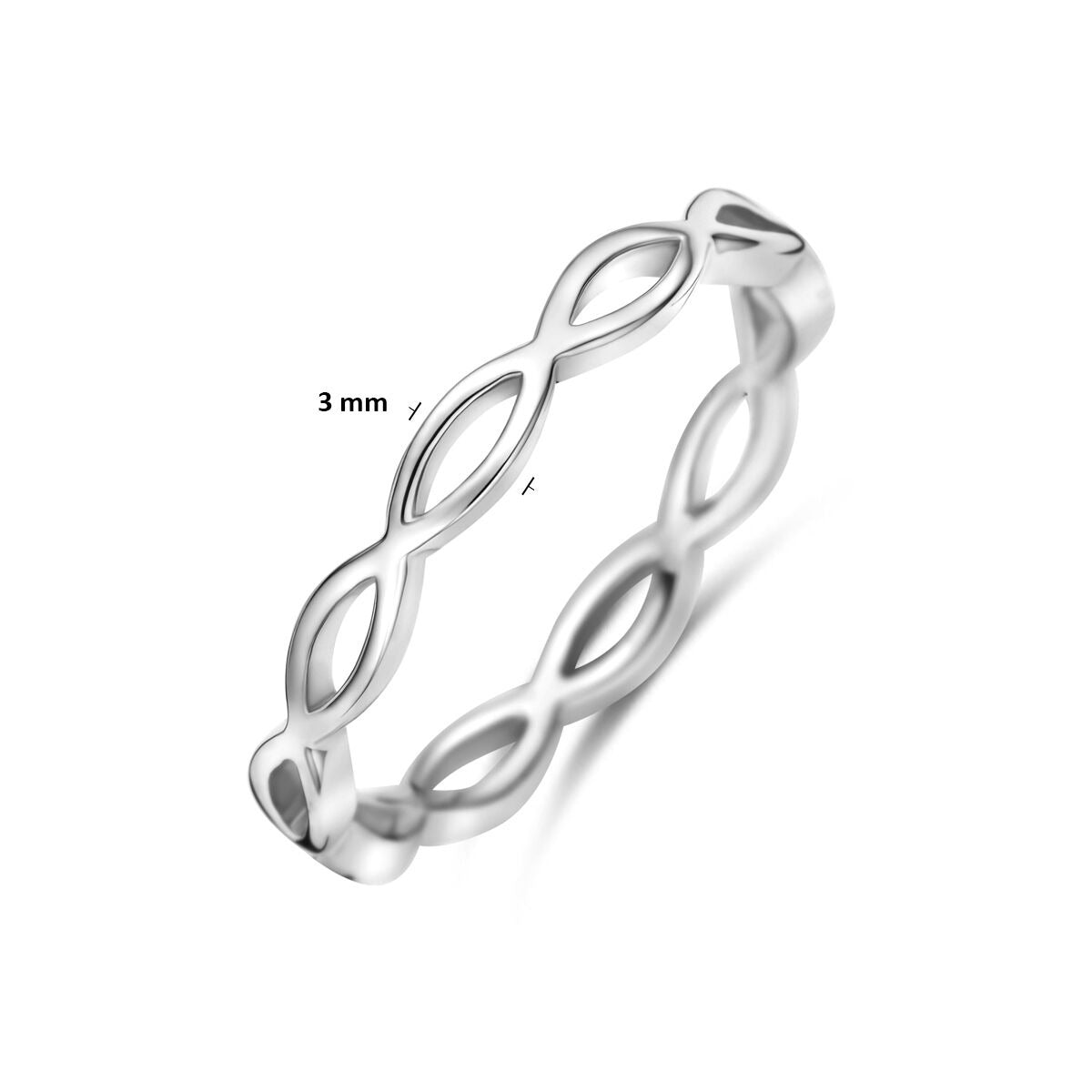 Gerhodineerd 925 Zilveren Ring 3 mm Dames