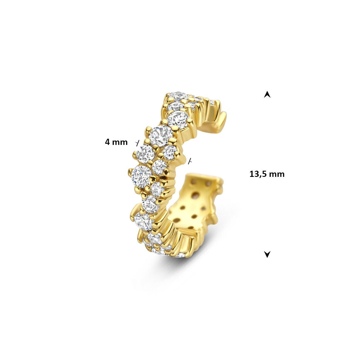 Verguld zilveren ear cuff met zirkonia – stralend detail zonder piercing