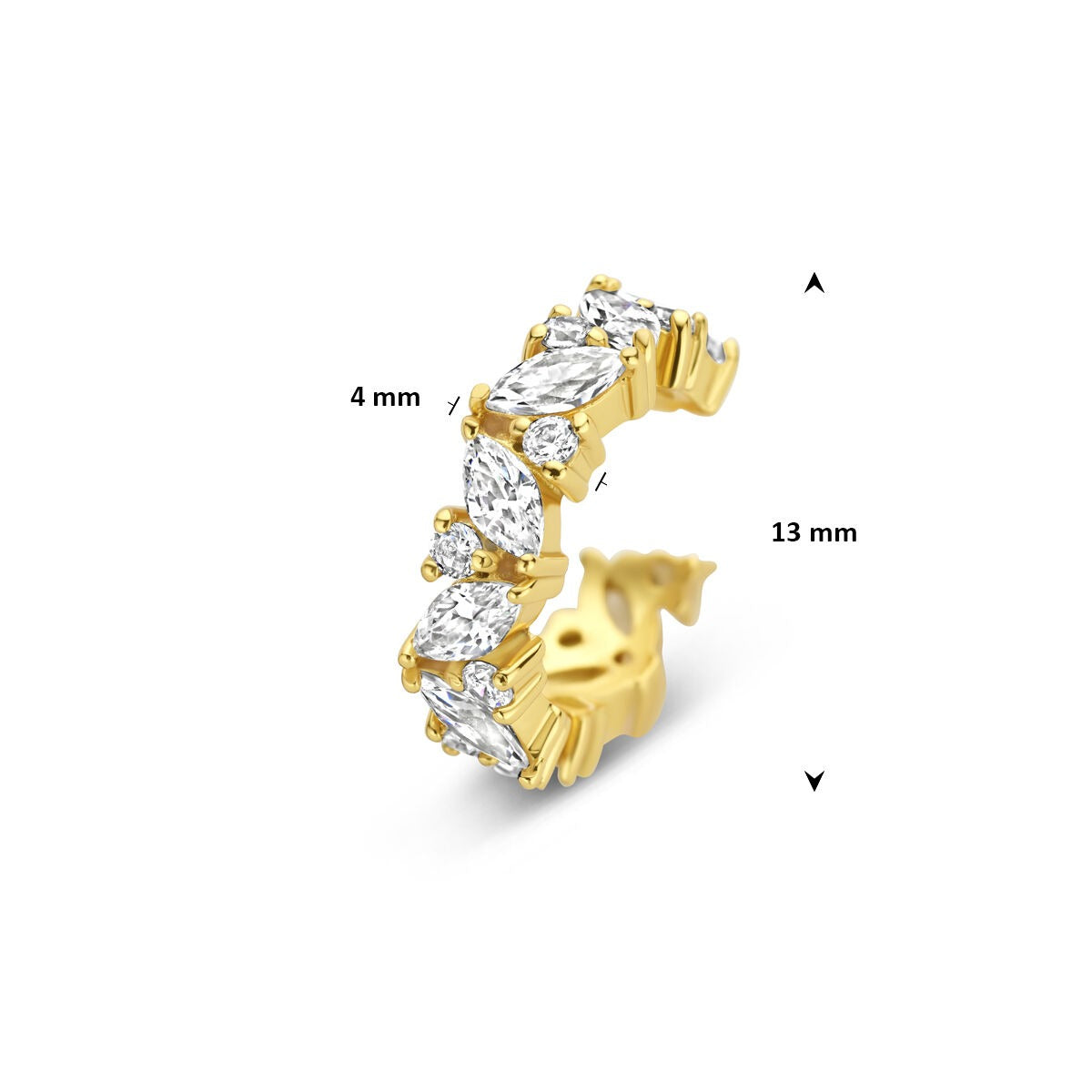 Verguld zilveren ear cuff met zirkonia – sprankelend accent zonder piercing