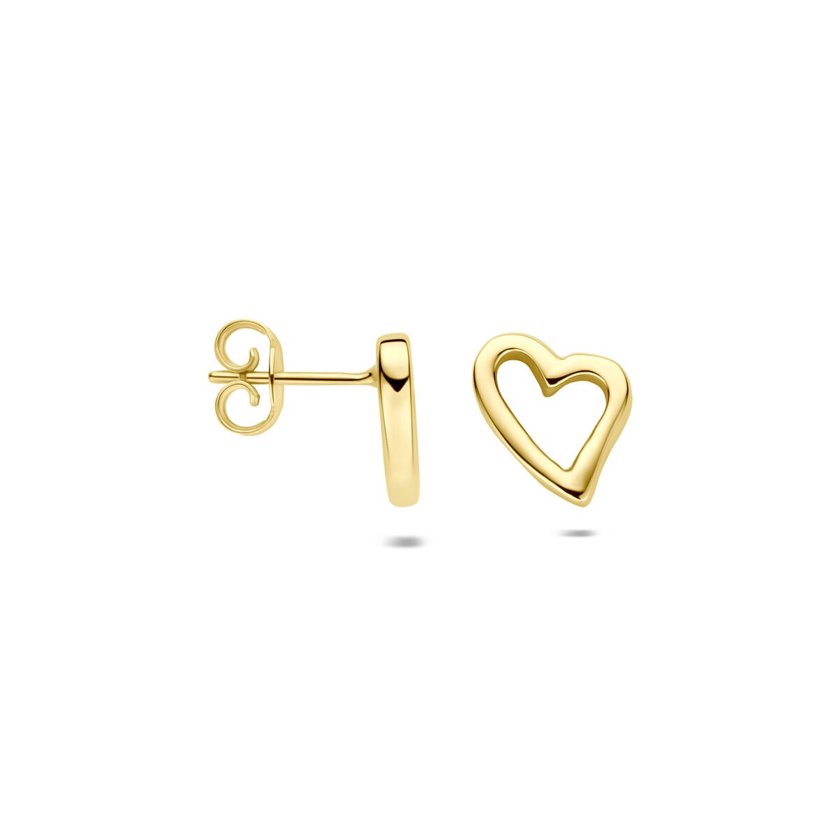 14k Geelgouden oorknoppen met hartje 10 mm