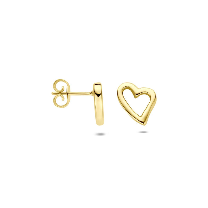 14k Geelgouden oorknoppen met hartje 10 mm