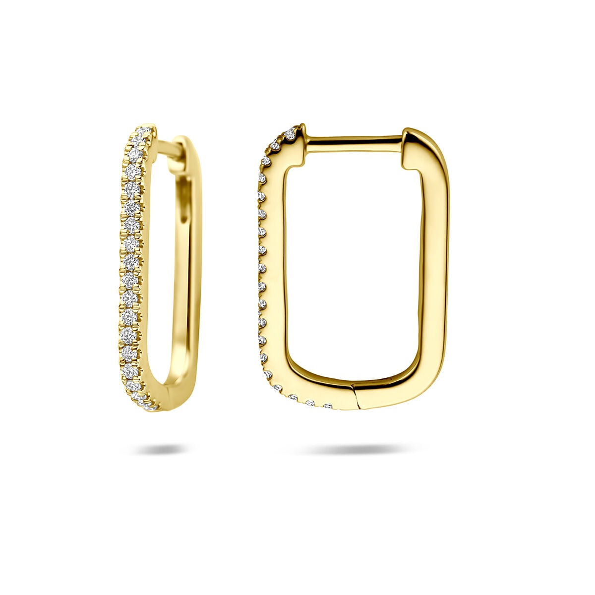 14k Geelgouden klapoorringen met lab grown diamant