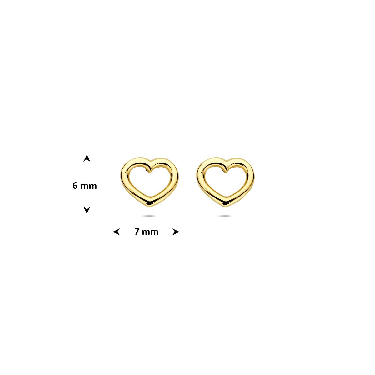 Gouden oorknoppen met open hart – 14k