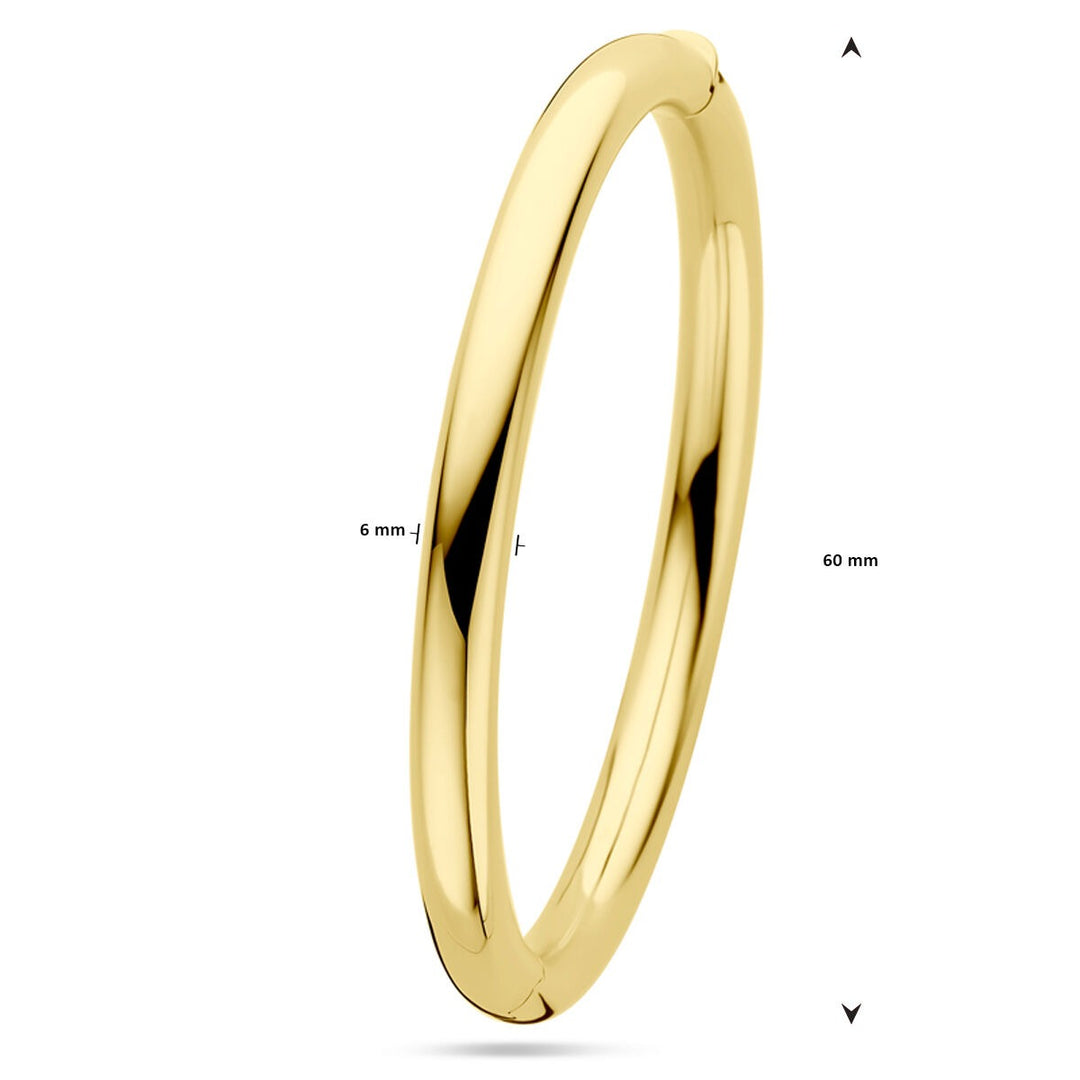 14k geelgouden bangle met scharnier – 6 mm breed