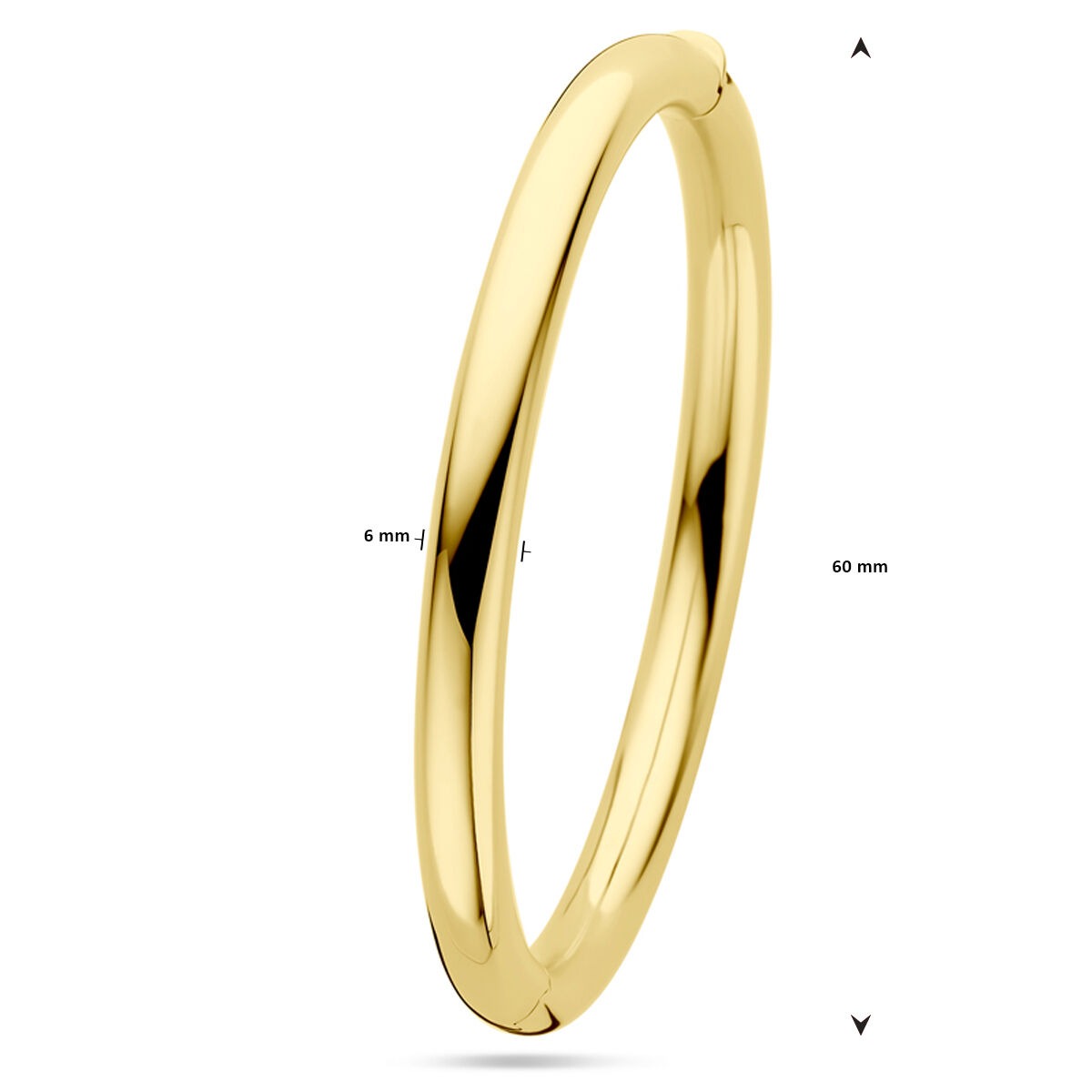 14k geelgouden bangle met scharnier – 6 mm breed