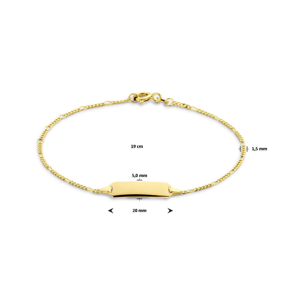 14k geelgouden graveerarmband dames – figaro schakel