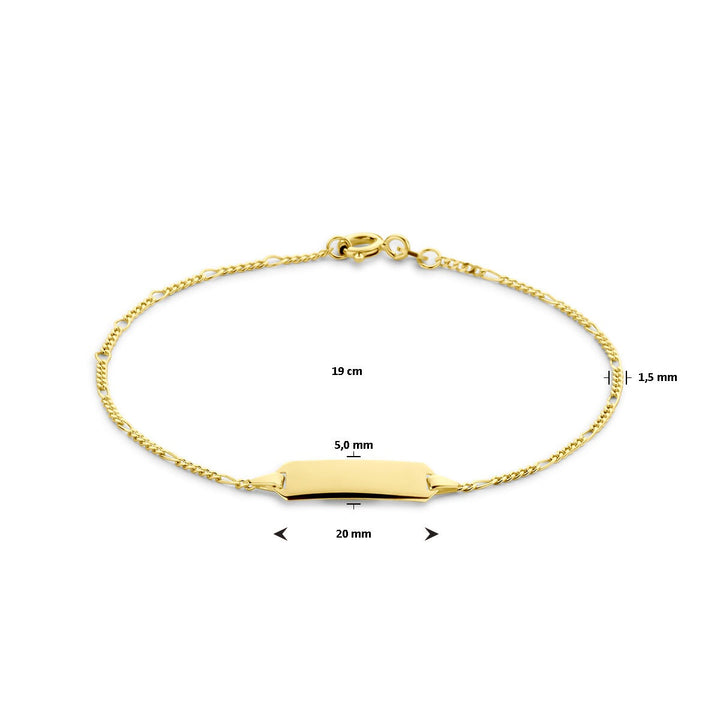 14k geelgouden graveerarmband dames – figaro schakel