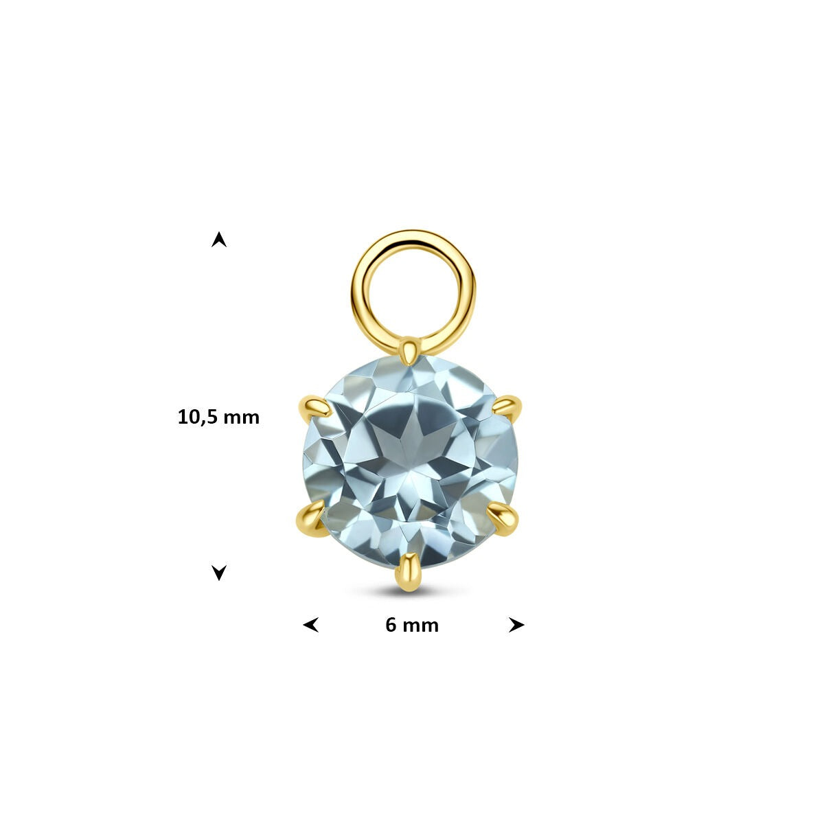 14k geelgouden oorringhanger met blauwe topaas
