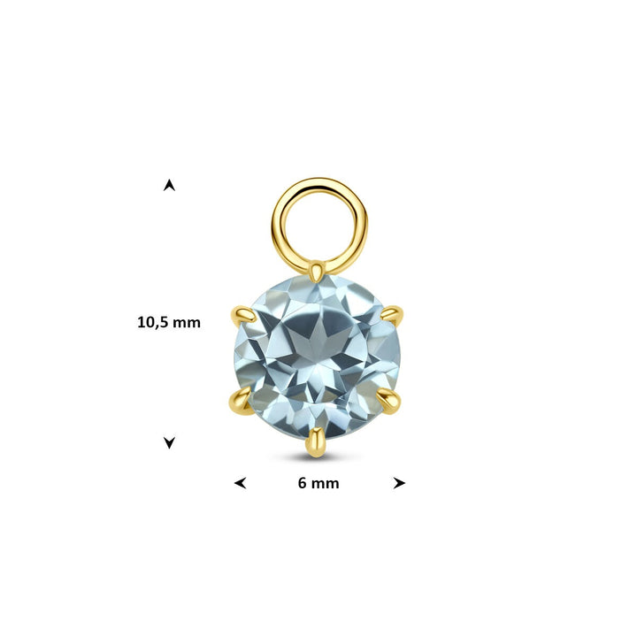 14k geelgouden oorringhanger met blauwe topaas