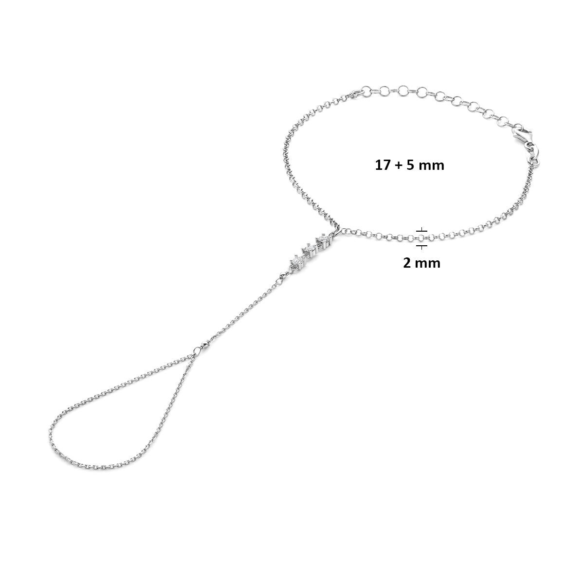 Zilveren handsieraad met zirkonia – gerhodineerd 925 zilver