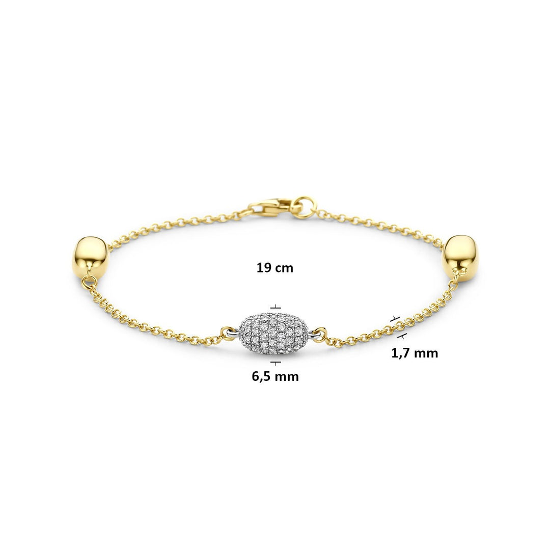 14k bicolor geel en witgouden armband met diamant