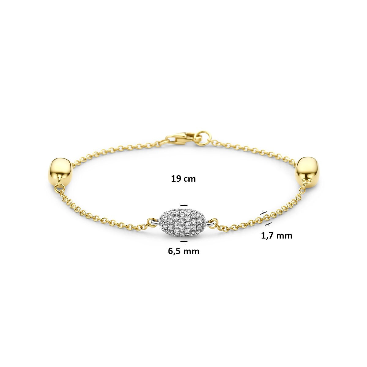 14k bicolor geel en witgouden armband met diamant