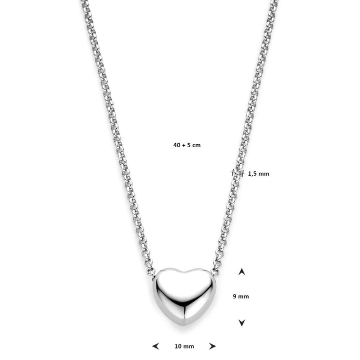 Zilveren dames ketting met hart – gerhodineerd collier 40-45 cm