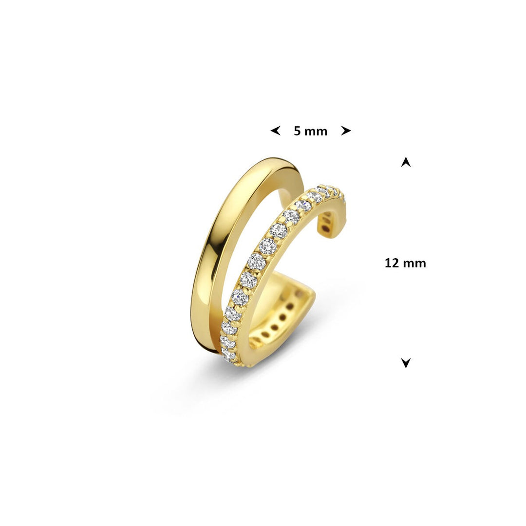 Verguld zilveren ear cuff met zirkonia in rijzetting