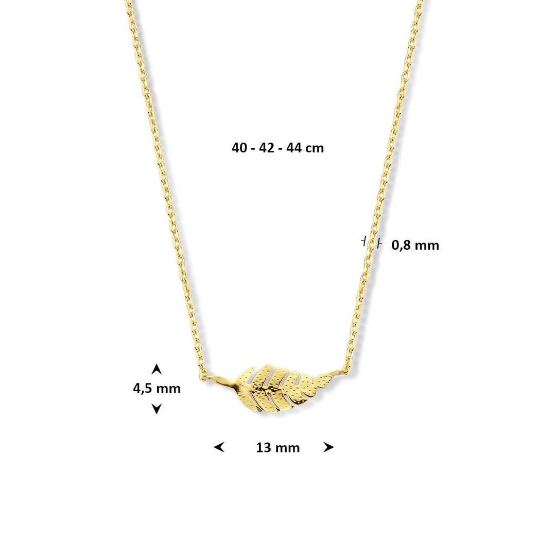 9k Geelgoudkleurig collier met veer – sierlijk en symbolisch