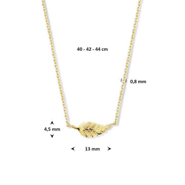 9k Geelgoudkleurig collier met veer – sierlijk en symbolisch