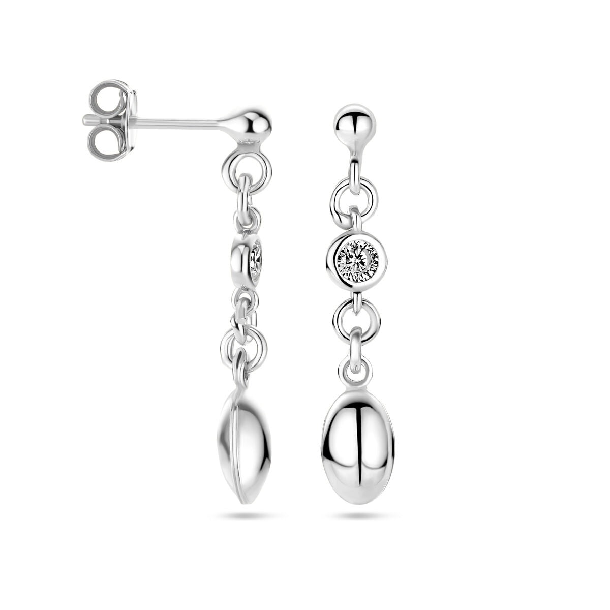 Zilveren oorhangers met zirkonia – gerhodineerd 925 zilver