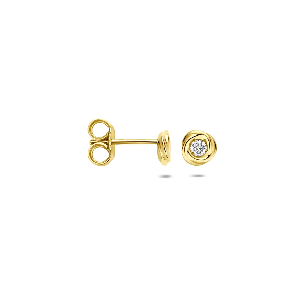 14k Geelgouden oorknoppen met lab grown diamant