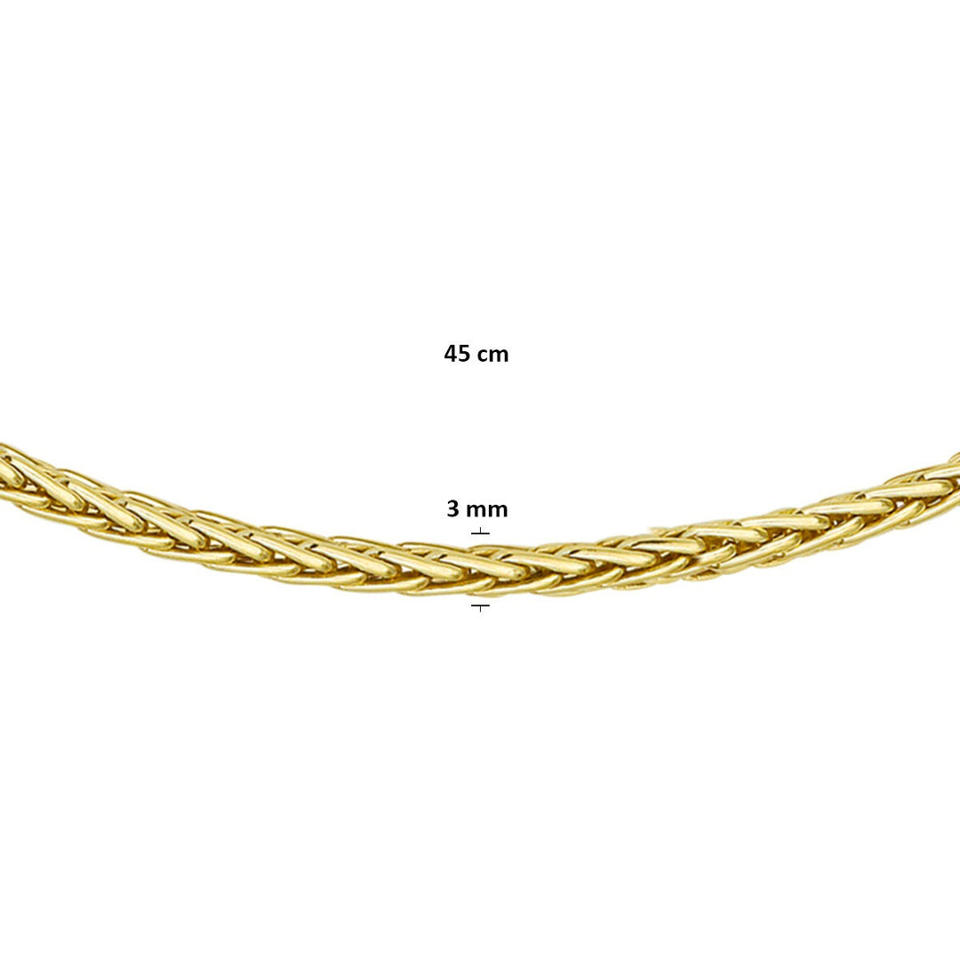 9k Geelgouden vossestaart collier met zilveren kern