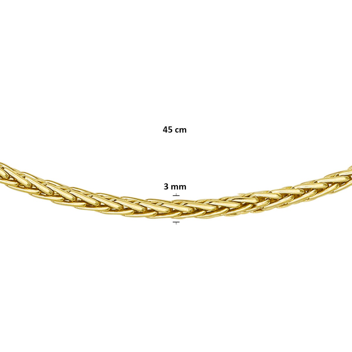 9k Geelgouden vossestaart collier met zilveren kern